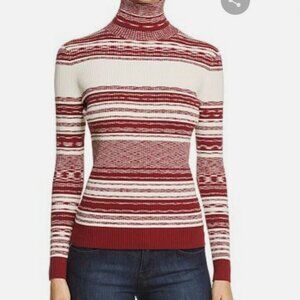 Tory Burch Julie Turtleneck Sweater Red Ivory